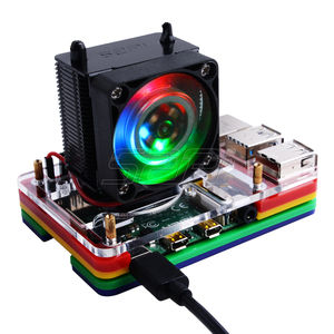 GeeekPi Clear Black Ice Tower Cooling Fan V2.0 Super 7 Warna Lampu Bracket 5-Layer Acrylic Case untuk Raspberry <span class=keywords><strong>Pi</strong></span> 3B+/4B - Product Image 4