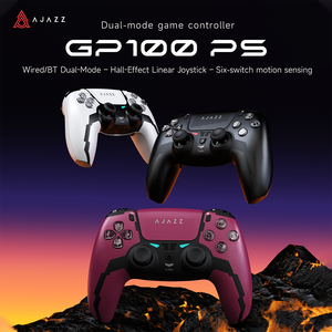 وحدة تحكم ألعاب Ajazz GP100 PS قابلة للبرمجة سلكية/لاسلكية مع محرك اهتزاز وعصا تحكم للكمبيوتر - Product Image 1