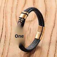 Bracelet en cuir avec trèfle à quatre feuilles en pierre naturelle, cordon tressé fait main, fermoir en acier inoxydable, bracelet floral