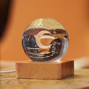 発光クリスタルボールクリスタルボール3Dガラスレーザー刻印ムーンスフィア文鎮クリスタルボールLEDライトベース付き - Product Image 6