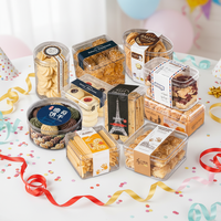 Boîte de rangement alimentaire en plastique PS transparent rigide recyclable pour biscuits, mousses, tiramisu, desserts, puddings et gâteaux