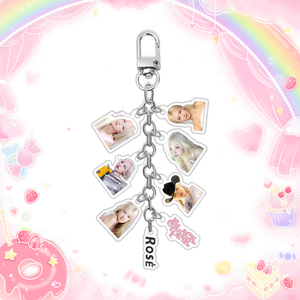 พวงกุญแจอะคริลิคพิมพ์ลายการ์ตูนสองด้าน (1 ชิ้น) แบบปรับแต่งได้ สำหรับโทรศัพท์มือถือ สไตล์เคป๊อป แบล็คแอนด์พิงค์ - Product Image 6