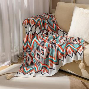 Queue de lit ethnique couverture de canapé tricotée bohème climatisation sieste décoration d'hiver couverture Raschel solide <span class=keywords><strong>Plaid</strong></span> géométrique - Product Image 2