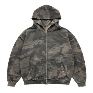 Sudadera con capucha de camuflaje para hombre, con cremallera, de algodón grueso, estilo casual para otoño. - Product Image 5