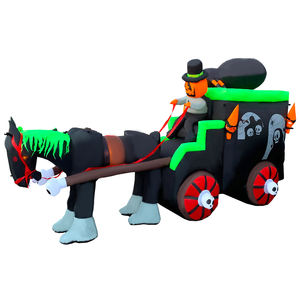 Carruaje de caballos embrujado inflable de Halloween con luces LED de colores, decoración de patio espeluznante directa de fábrica para exteriores - Product Image 6