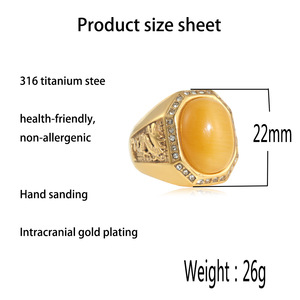 Yunnique – bagues à la mode pour hommes, bague ovale en or avec pierres et accents de diamants, sertissage à la française, bijoux cadeaux - Product Image 4