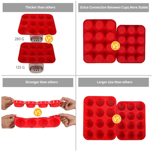 Molde de Silicona Antiadherente para Muffins o Cupcakes, con Capacidad para 12 Unidades, Gran Tamaño, Tarifa Reducida - Product Image 3