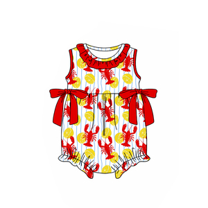 Tenues pour petites filles en deux pièces, style boutique décontracté, imprimé printemps-automne, pomme de terre, écrevisse, respirant, barboteuse à bulles pour bébé - Product Image 3