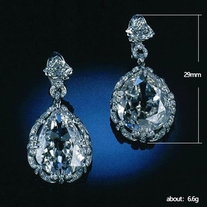 Orecchini pendenti a forma di goccia con zirconi per donna, eleganti gioielli alla moda. - Product Image 3