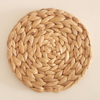 Sous-plat rond en herbe tressée de style américain, isolant thermique, drainant l'eau, biodégradable, pour table et bol