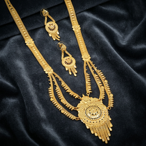 Wholesale 14K 18K 24K Micro Gold Floral Design Rani Haar Necklaces Set Indian Wedding Jewelry Set Fashion Brass Gold Jewelry Set - Product Image 3