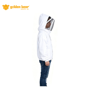 Chaqueta de apicultura ventilada 100% algodón blanca al por mayor, chaqueta protectora de abejas de malla de 3 capas de calidad premium con velo - Product Image 1