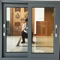 Ventana de vidrio deslizante resistente a impactos, marco de ventana de perfil de aluminio de doble acristalamiento, ventana corredera de aluminio
