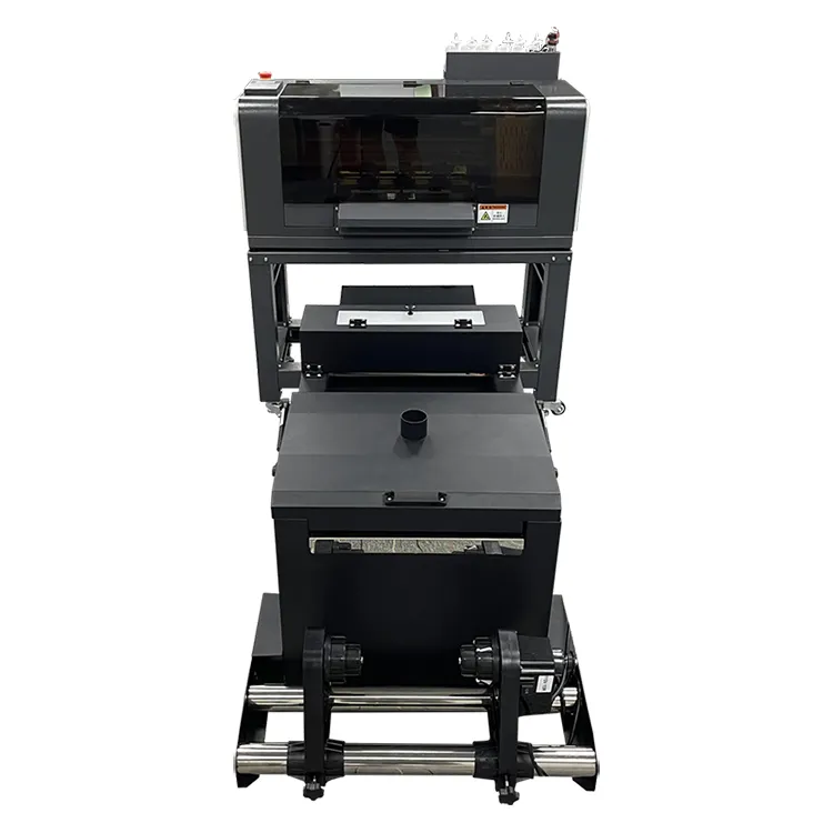 Printer dtf digital inkjet untuk Kaus, mesin cetak garmen kain tekstil dengan pengocok bubuk 30cm a3 xp600 2 kepala
