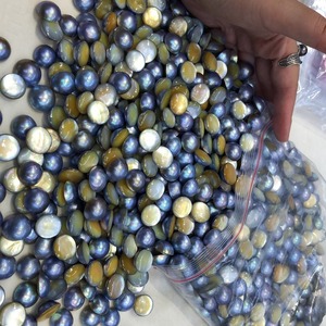 AA Belle Mabe <span class=keywords><strong>Perle</strong></span> <span class=keywords><strong>Perle</strong></span> Bijoux 12-18mm Argent Bleu Semi Rond Mabe Perles pour Bagues et Boucles d'Oreilles Fabrication - Product Image 4