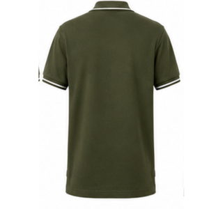 เสื้อโปโลชายสีเขียวมะกอก คอปก ปลายสีเขียว ผ้าฝ้ายนุ่ม สวมใส่สบาย แขนสั้น คลาสสิก เหมาะสำหรับใส่เล่นกอล์ฟ หรือใส่ลำลองแบบสมาร์ท หรือใส่เป็นทางการ - Product Image 6
