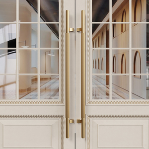Mains courantes de porte en acier inoxydable et bois personnalisées Poignées de porte en verre de style chinois moderne pour porte coulissante en bois - Product Image 2