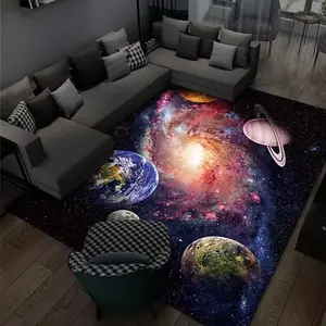 Karpet Planet 3D kartun Universe, karpet lantai kamar tidur anak-anak, karpet ruang tamu