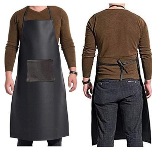 PU leather waterproof and oil-resistant <b>apron</b>, cross-border adult kitchen halter <b>apron</b>, wipeable, <b>work</b> uniform. - Product Image 2