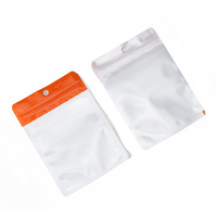 Sac en plastique blanc nacré à fermeture éclair, pochette bicolore avec trou de suspension, fermeture éclair transparente à l'avant et nacré à l'arrière