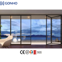 GONHO Porte pliante en plexiglas Panneau de verre Design de sécurité Cadre mince Porte en aluminium Porte pliante Entrée Porte extérieure