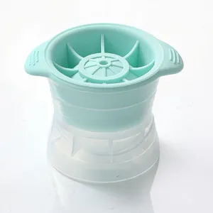 Hot Sell Big Size Round Silicone With Cover Ice Tray Maker Frozen Mold Ice Making Whiskey Ice Hockey Mold