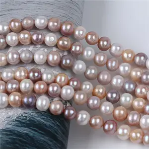 Colorful Loose Beads Wholesale Mix Color Natural 10-11mm Near Round Potato Fresh Water Pearl Loose Beads For Necklace Making