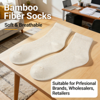 Nouvelle Arrivée Chaussettes en Coton Bambou Écologiques Anti-humidité avec Design de Revers pour le Marché Américain
