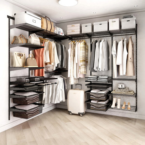 Clothing Organizer Metal Wardrobe Storage Rack Wall Mounted Rectangular Carbon Steel Closet System Space Saving 10 Kg Load - Product Image 1