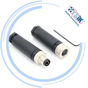 M8 3pin 4pin female straight plug A coding Plastic Screw joint Sensor Connector 3.5-5mm connector for cable