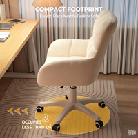 Chaise de bureau moderne en velours avec appui-tête et accoudoirs, réglable en hauteur, pivotante, pour salle de maquillage, design minimaliste moderne