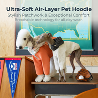 Vêtements pour animaux de compagnie à deux pattes avec fermeture éclair toutes saisons, vente en gros, logo personnalisé OEM ODM, couche d'air respirante, super doux, sweat à capuche patchwork pour chien