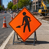 Panneau de signalisation routière personnalisé en aluminium, imprimé UV, feuille réfléchissante 3M Diamond, signalisation d'avertissement de travaux routiers
