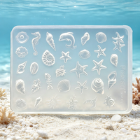 1 pièce Moule à ongles en silicone thème Océan d'été, Moules de manucure en gel 3D, Breloques coquillage, conque, étoile de mer, Fournitures, Gabarits réutilisables