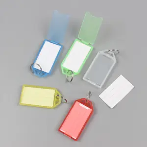 Mix Color Square Clear Plastic Keychain PVC Key Tags ID Label Name Tags Key Holder With Label Keychain Key Collection