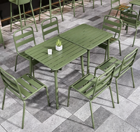 Ensemble de table et chaises d'extérieur en aluminium vert pour jardin, restauration rapide, terrasse et café commercial – Vente en gros