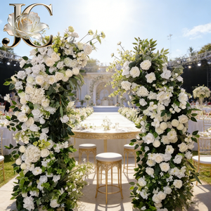 Arco <span class=keywords><strong>de</strong></span> Seda Verde con Hojas <span class=keywords><strong>de</strong></span> Rosa Simuladas, Ecológico, para Fondo <span class=keywords><strong>de</strong></span> Boda, Pantalla Impresa, Decoración <span class=keywords><strong>de</strong></span> Entrada Exterior - Product Image 1