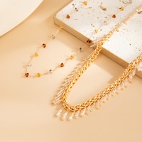 Colliers superposés bohèmes en verre goutte d'eau avec pampilles pour femmes, élégants, pour soirée, colliers ras-du-cou empilables, accessoires de bijoux, cadeaux