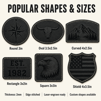 Patch de casquette vierge en cuir PU auto-adhésif, personnalisable avec logo gravé au laser et imprimable UV, 6 formes, direct usine OEM