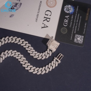 Cadena Cubana de Plata de Ley 925 con Moissanita VVS1, Collar de Plata Sólida, Venta al por Mayor para Joyería Fina Unisex Global - Product Image 4