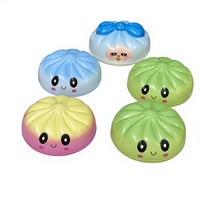 Jouets anti-stress en mousse PU - Jouets à presser en forme de boulette et de Bao à visage souriant avec kit de vapeur