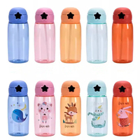 Gourde en plastique réutilisable sans Bpa Gourde à boire Bouteilles de lait étoile à impression personnalisée pour enfants Bouteille d'eau mignonne pour écolier