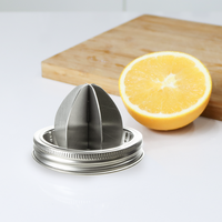 Nouveau design – Pot Mason en verre à large ouverture de 16 oz avec couvercle presse-agrumes manuel en acier inoxydable