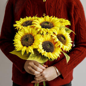 <span class=keywords><strong>Fleurs</strong></span> de tournesol artificielles réalistes haut de gamme pour la décoration de salon et de table à manger, arrangements floraux - Product Image 3