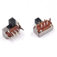 Interrupteurs à glissière horizontaux doubles SK-22D02G5-RS, 6 broches, 2 positions DPDT, longueur de la poignée 5 mm, 50 V 0,3 A, IP11