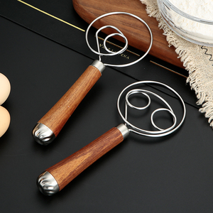 Outils de cuisson d'oeufs de pâte danoise fouet nouveau manche en <span class=keywords><strong>bois</strong></span> <span class=keywords><strong>et</strong></span> en acier inoxydable fouet à pâte de cuisine pour accessoires de fabrication de pain - Product Image 2