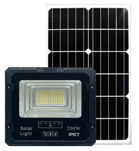 Solar LED Flood <b>Light</b> 200W IP65 COB 5000K <b>Wall</b> Mount Aluminum Body High Bright <b>Dimmable</b> Remote Control Garden Outdoor Lighting - Product Image 3