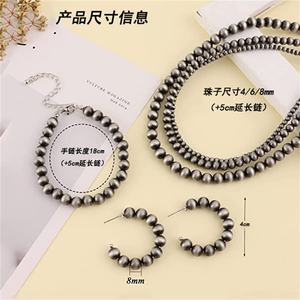 สร้อยคอมุกนาวาโฮขายดี - เครื่องประดับสไตล์ตะวันตกแบบยาวสำหรับผู้หญิง สร้อยคอมุกประดับลูกปัดสไตล์วินเทจ - Product Image 2