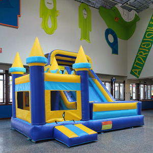 Giá Rẻ Cổ Điển Màu Vàng Màu Xanh Lâu Đài <span class=keywords><strong>Inflatable</strong></span> Trẻ Em Của Nhà Bị Trả Lại <span class=keywords><strong>Inflatable</strong></span> Bouncer <span class=keywords><strong>Inflatable</strong></span> Lâu Đài Cho Trẻ Em Với Slide - Product Image 1