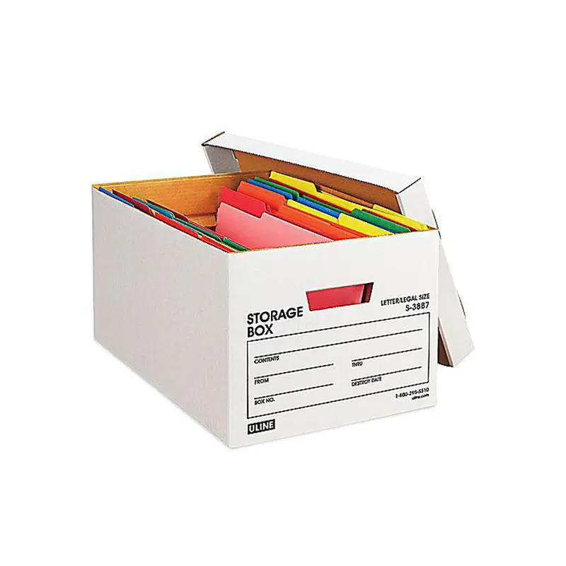 Caja de almacenamiento de cartón, cartón banquero corrugado plegable con tapa